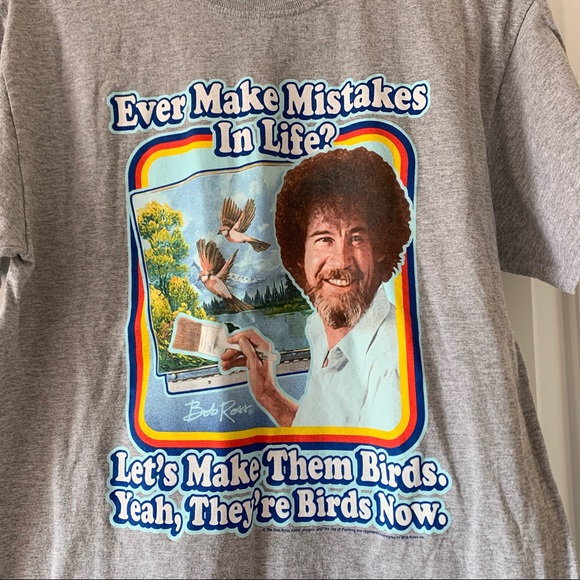 Bob Ross Tops - Bob Ross Gray Tee Bob Ross Tops - Bob Ross Gray Tee
